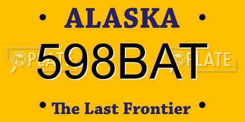 598BAT Alaska License Plate