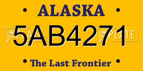 5AB4271 Alaska License Plate