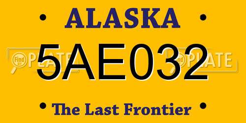 5AE032 Alaska License Plate