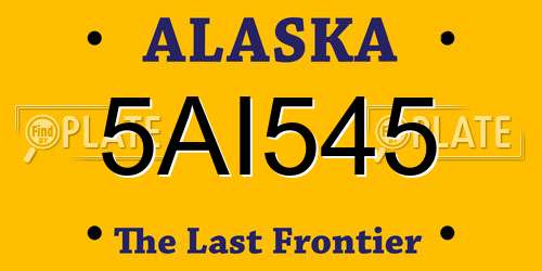 5AI545 Alaska License Plate