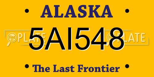 5AI548 Alaska License Plate