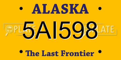 5AI598 Alaska License Plate