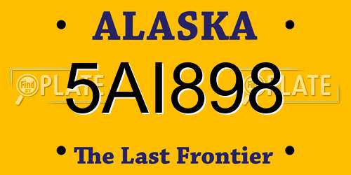 5AI898 Alaska License Plate