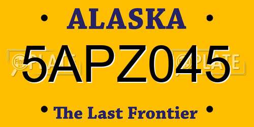 5APZ045 Alaska License Plate