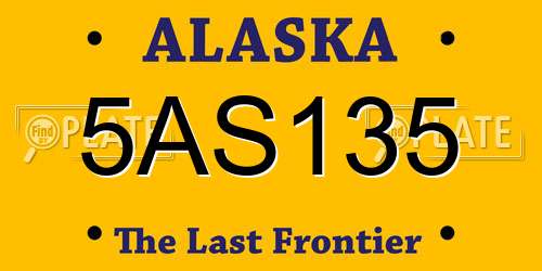 5AS135 Alaska License Plate