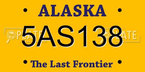 5AS138 Alaska License Plate