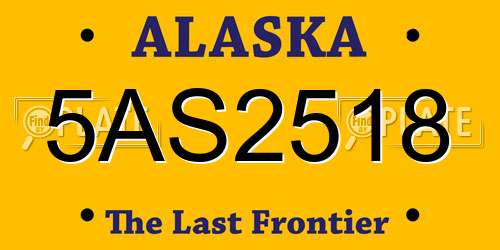 5AS2518 Alaska License Plate