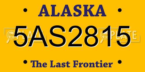 5AS2815 Alaska License Plate