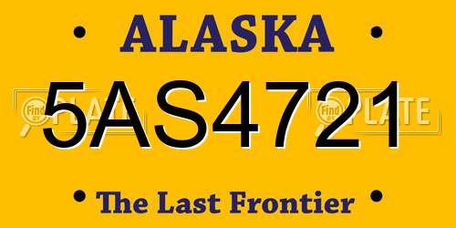 5AS4721 Alaska License Plate