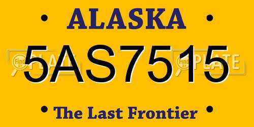 5AS7515 Alaska License Plate