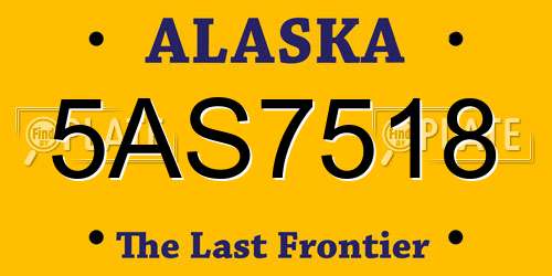 5AS7518 Alaska License Plate