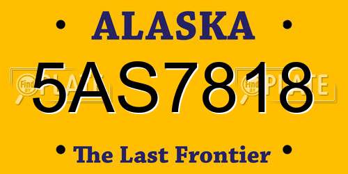 5AS7818 Alaska License Plate