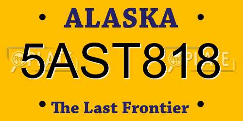 5AST818 Alaska License Plate