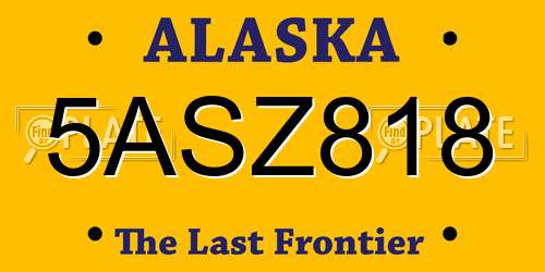 5ASZ818 Alaska License Plate