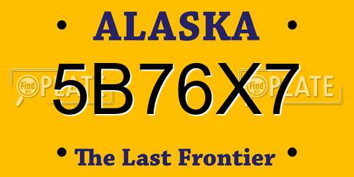 5B76X7 Alaska License Plate