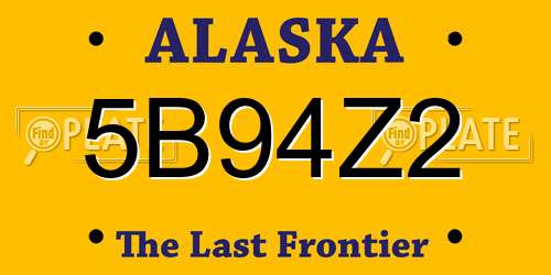 5B94Z2 Alaska License Plate