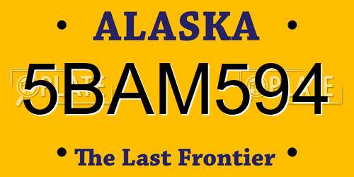 5BAM594 Alaska License Plate