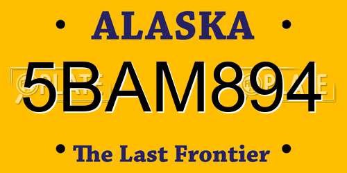 5BAM894 Alaska License Plate