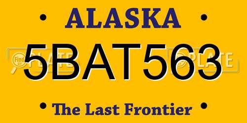 5BAT563 Alaska License Plate