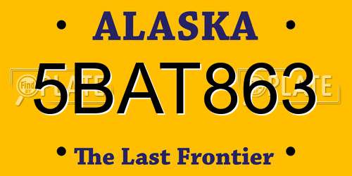 5BAT863 Alaska License Plate