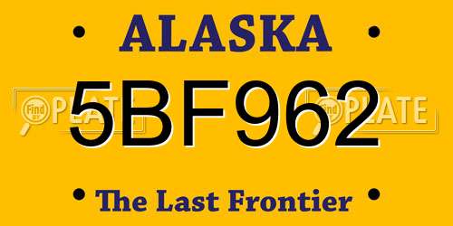 5BF962 Alaska License Plate