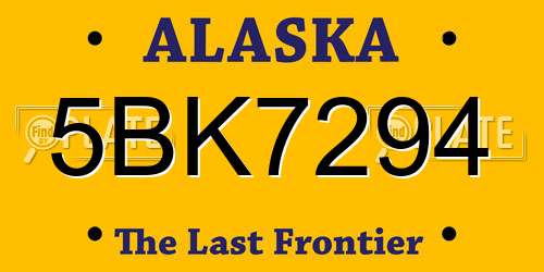 5BK7294 Alaska License Plate