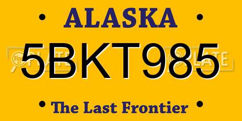 5BKT985 Alaska License Plate