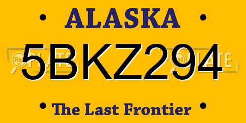5BKZ294 Alaska License Plate