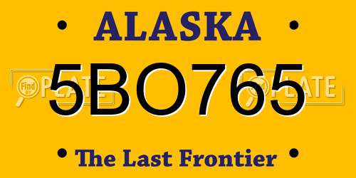 5BO765 Alaska License Plate