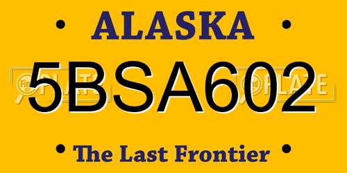 5BSA602 Alaska License Plate