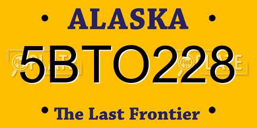 5BTO228 Alaska License Plate