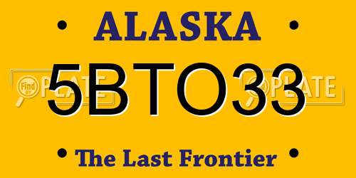 5BTO33 Alaska License Plate
