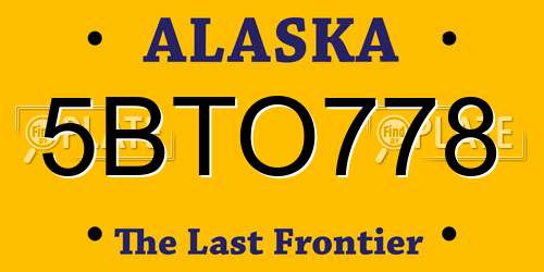 5BTO778 Alaska License Plate