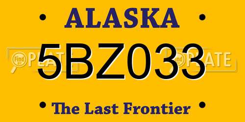 5BZ033 Alaska License Plate