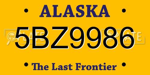 5BZ9986 Alaska License Plate