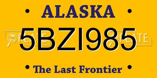 5BZI985 Alaska License Plate