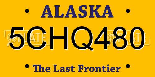 5CHQ480 Alaska License Plate