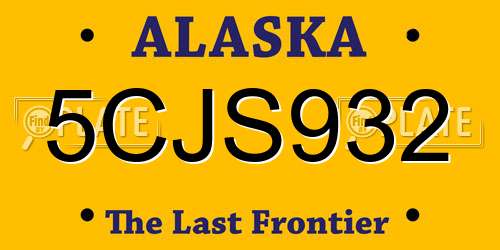 5CJS932 Alaska License Plate