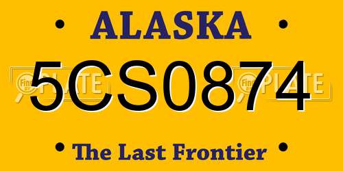 5CS0874 Alaska License Plate
