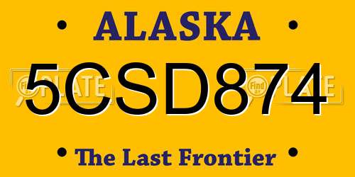 5CSD874 Alaska License Plate