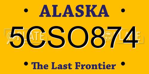 5CSO874 Alaska License Plate