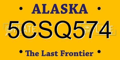 5CSQ574 Alaska License Plate