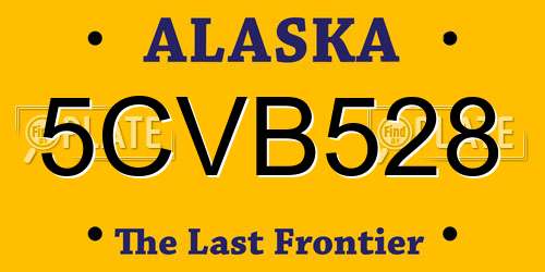 5CVB528 Alaska License Plate