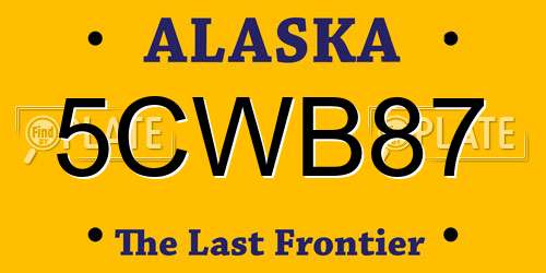 5CWB87 Alaska License Plate