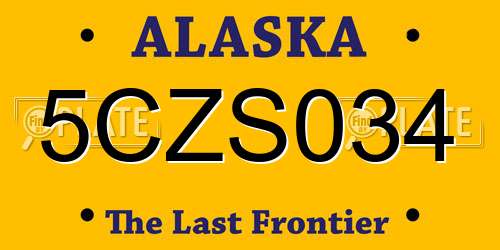 5CZS034 Alaska License Plate