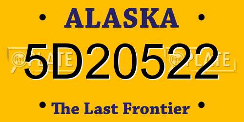 5D20522 Alaska License Plate
