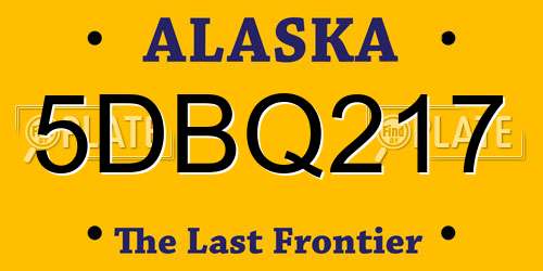 5DBQ217 Alaska License Plate