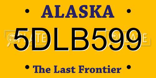 5DLB599 Alaska License Plate