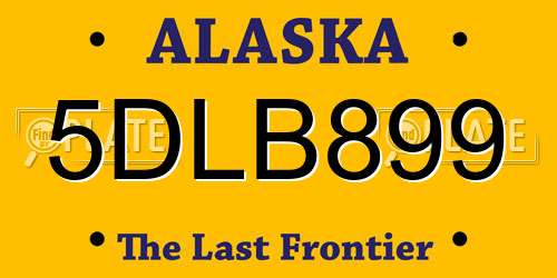5DLB899 Alaska License Plate