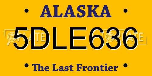 5DLE636 Alaska License Plate
